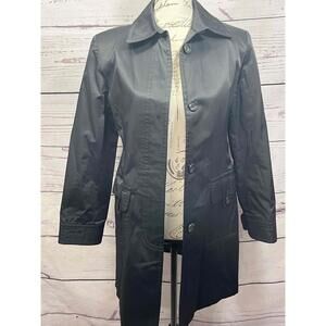 Talbots Black Jacket Button Down Long Sleeves Collar Trench‎ Coat